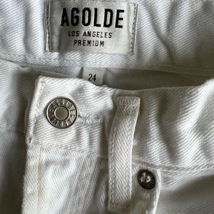 Agolde white jean shorts